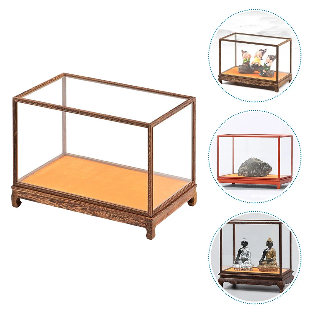 

Clear Craft Holder Household Display Case Model Wooden Desktop Rack Transparent Stand