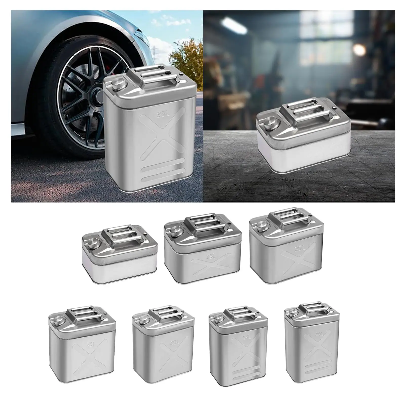 

Water Container Large Capacity Heavy Duty Portable,304 Stainless Steel for Camping,Metal Tank Jug Water Storage Can Fuel Tank