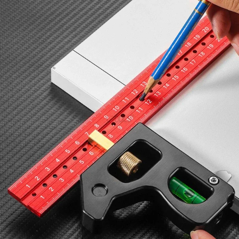 New Woodworking Ruler Gauges High Precision Woodworking Tools Aluminum Alloy Multifunction 30/40cm Combined Movable Angle Ruler