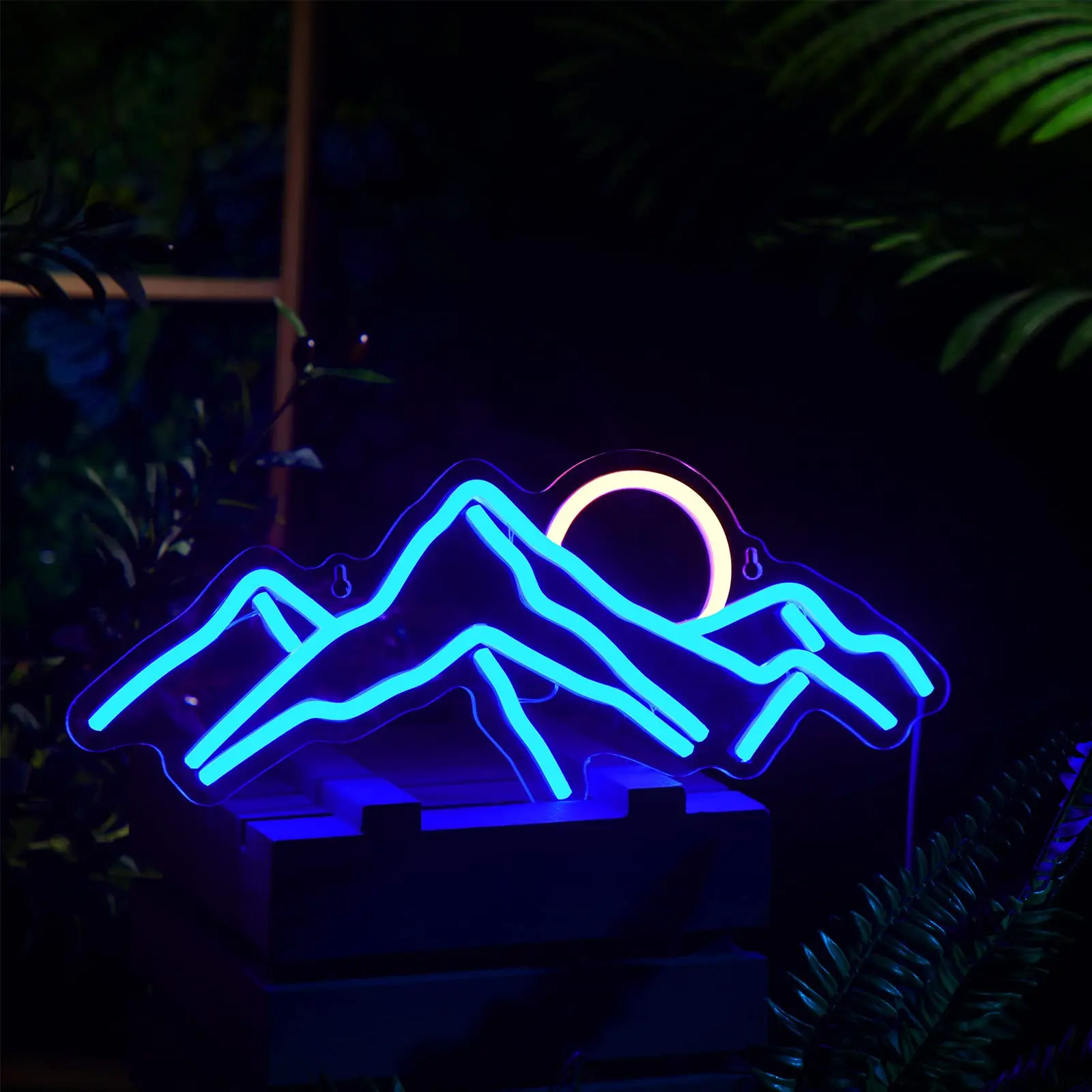 

Neon Signs for Wall Decor Blue Neon Sign Light Mountain for Home Bedroom Cafe Office Birthday Housewarming Gift Supplies