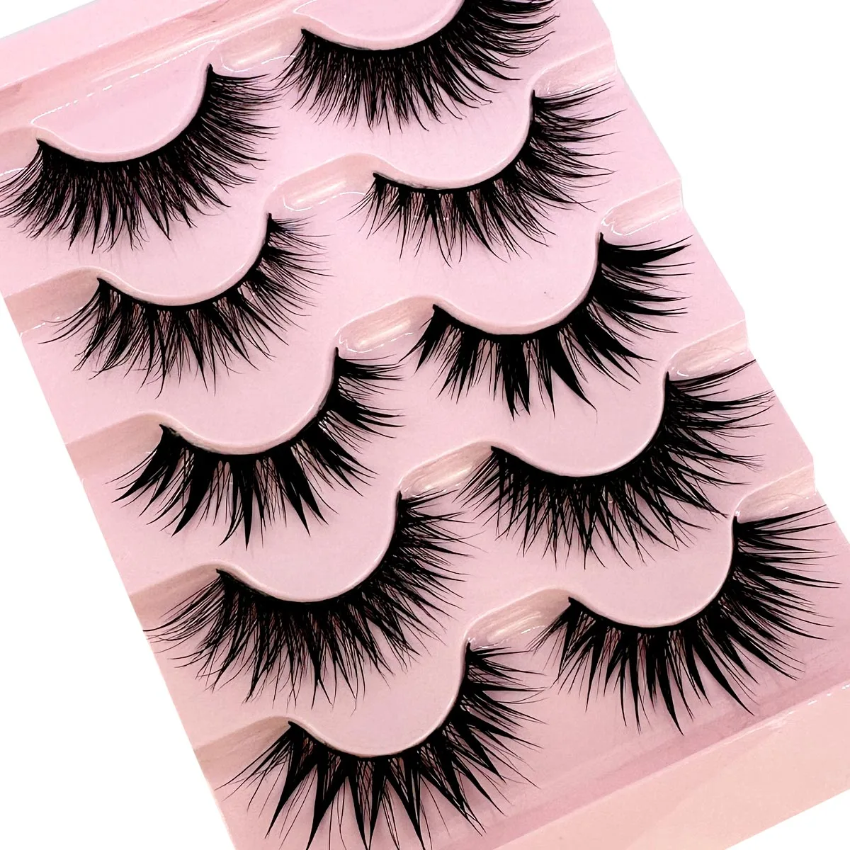 NEW 5 Pairs Lashes Manga Lashes Wispy False Eyelash Thai Makeup Fake Eyelashes Soft Natural  Wet Look Eyelashes Extension