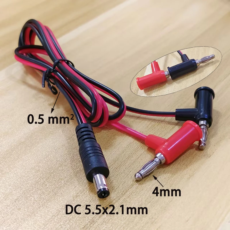 1PC DC5.5x2.1/2.5mm Male To 4mm Banana Plug Power Adapter Cable For Gun-Type Lantern Head Connector Line 0.5mm² Wire 1m