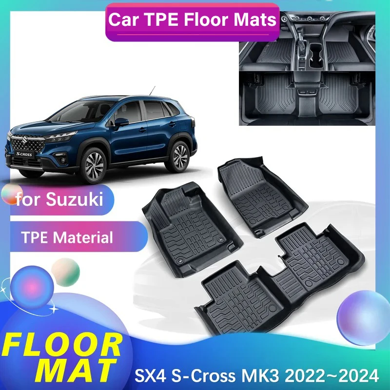 

Car Floor Mat For Suzuki SX4 S-Cross MK3 2022~2024 2023 Auto Part Foot TPE Interior Liner Carpet Pad Custom Cover Rug Accessorie