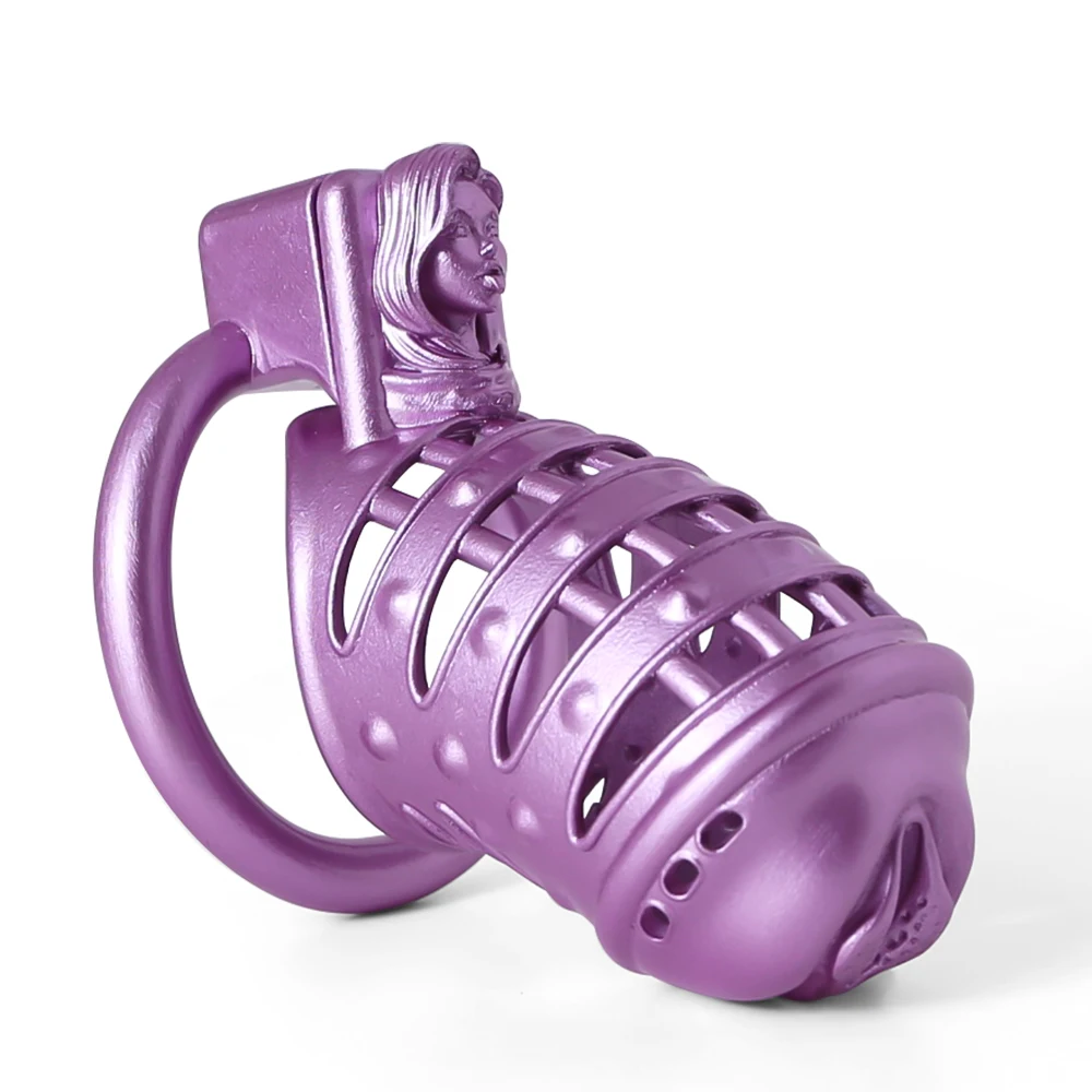 Purple Spikes Cage Set Lightweight Male Custom Flat Chastity Device Kit Penis Ring Cock Ring Cock Cages Trainer Belt Sex Toys