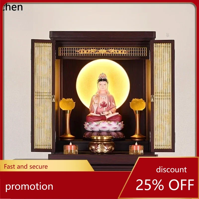 CZModern Minimalist Home Altar Cabinet with Door for Buddha, Guanyin, God of Wealth, Chinese Style Wall-Mounted Altar
