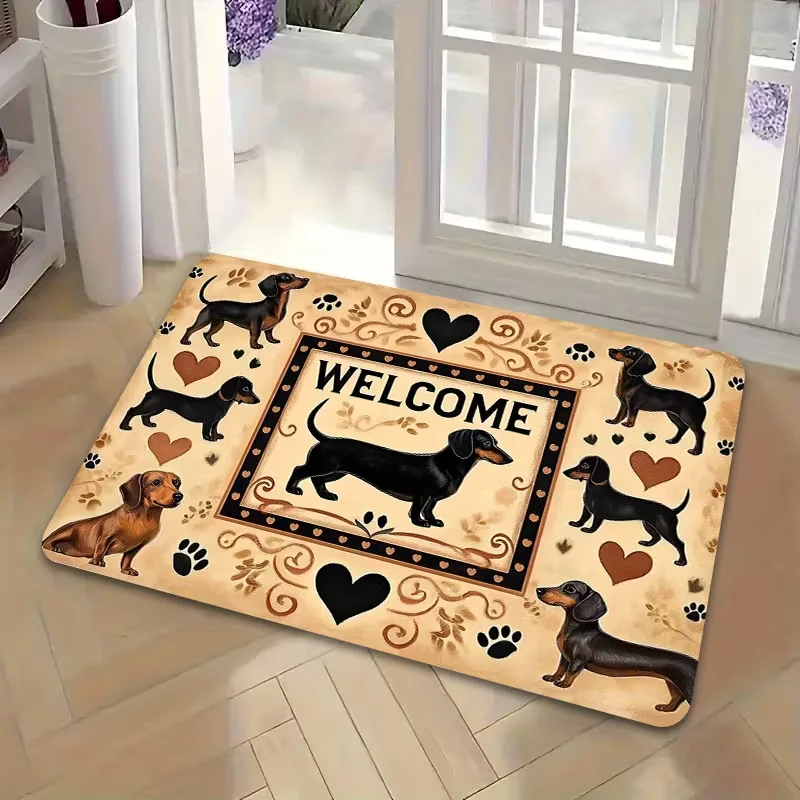 Dachshund Printed Kitchen Carpet Living Room Dining Room Laundry Floor Mat Bath Balcony Hallway Non-slip Door Mat