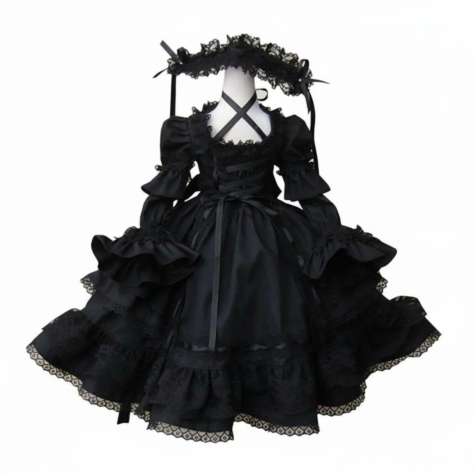 Multi Layered Doll Dress and Headband Ensemble Princess Style Outfit for BJD Doll Clothes Accessories