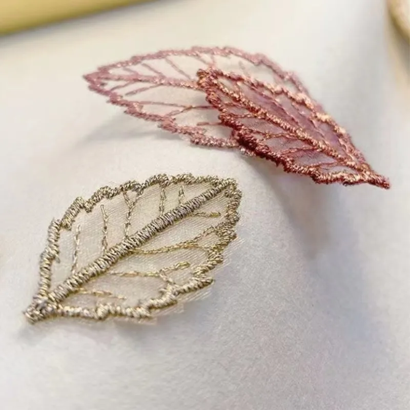 20pcs Embroidered Leaf Lace Patch Wedding Dress Jeans Headwear Decor DIY Sewing Clothing Embroidery Applique Craft Accessories