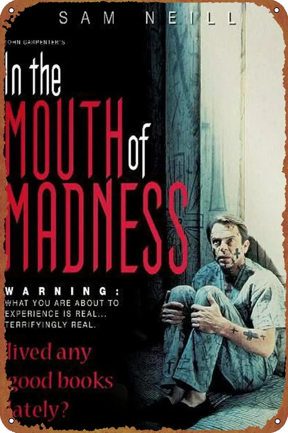 In the Mouth of Madness Tin Sign Decoration Vintage Metal Movie Poster Signs Wall Decor 8x12 Inch