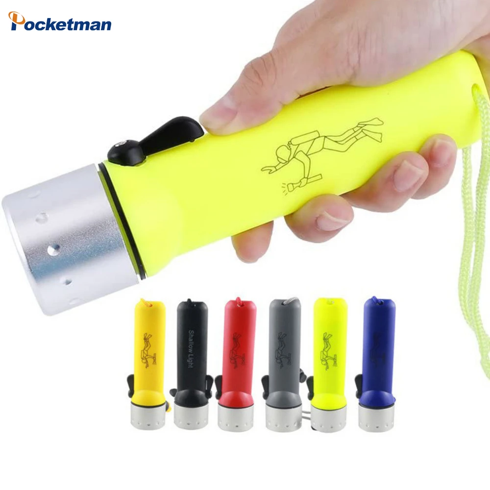 High Power Diving Flashlight Mini Portable Lighting Lights IPX6 Waterproof Rating Professional Diving Light with Hand Rope