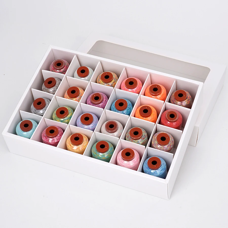 24 Colors 40/2 Sewing Thread Set, Rainbow Assorted Colors, Small Spools for Hand Sewing & Household Sewing Machines