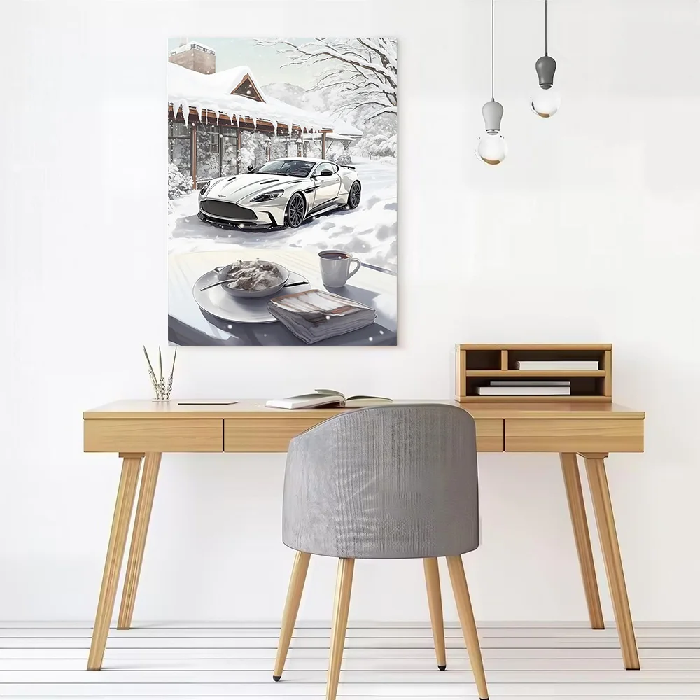 Super Car Martin in Winter Printed Canvas Poster Custom Pictures Wall Art Canvas Painting for Decorative Paintings Wand Deko