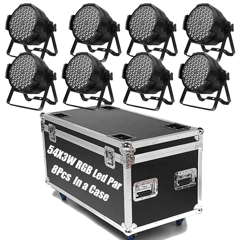 8Pcs/Lot Flight Case 54X3W RGB 3 IIN 1 Color Led Par Lights DJ Disco Coloring Led Parcans Stage Lighting Party KTV Lamp