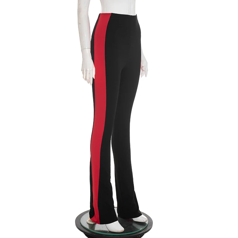 Women Fall/Winter Athletic High-Waisted Color-Block Straight-Leg Stretch Slim Long Casual Pants Chic Streetwear Trends