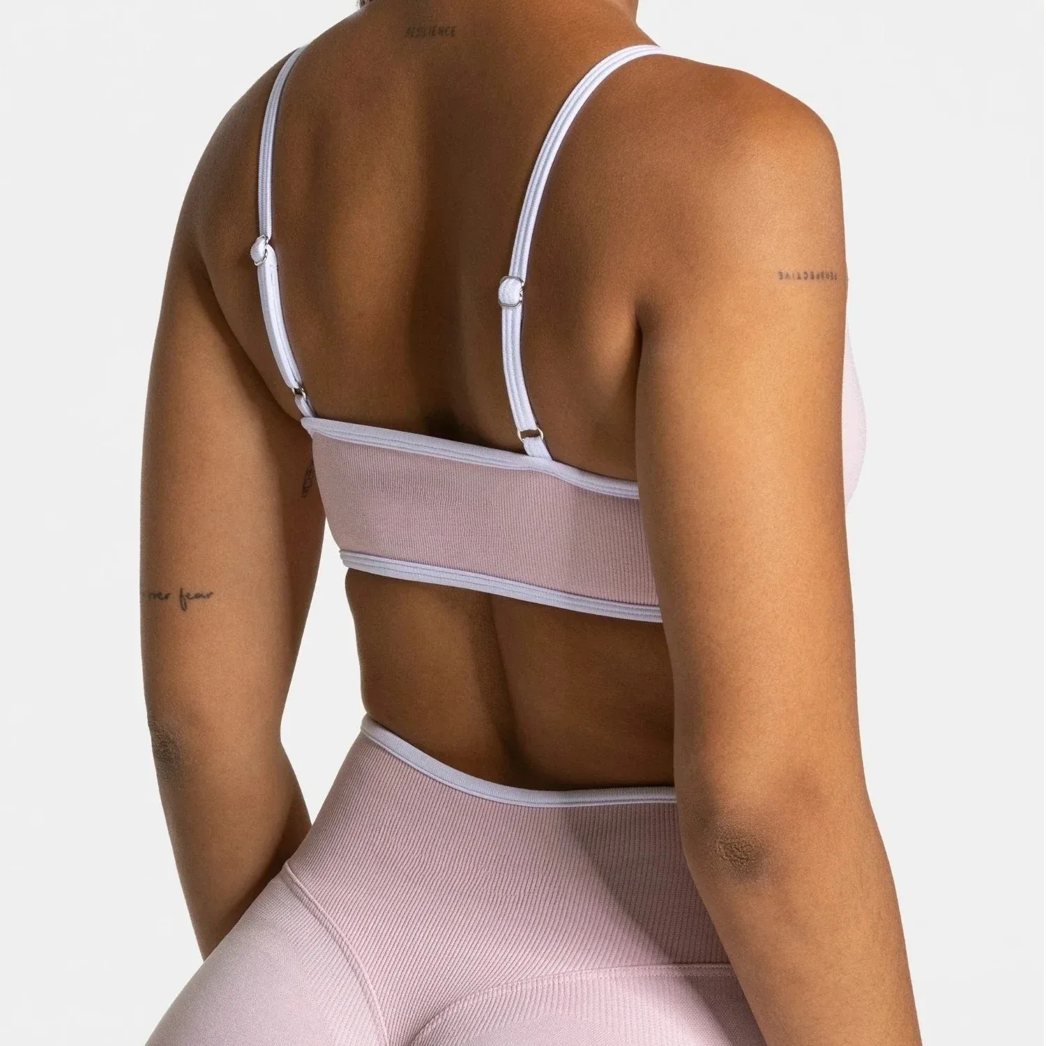 Summer Women's Solid Color Gym Sports Bra Sexy Backless Knitted Bra with Chest Cushion Suspender Bra Yoga Fitness Top image 2