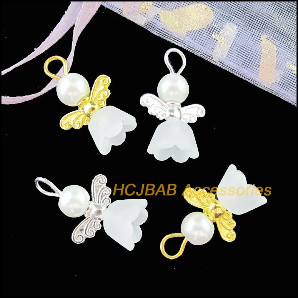 Silver Plated Dancing Angel Wings Charms, 20Pcs