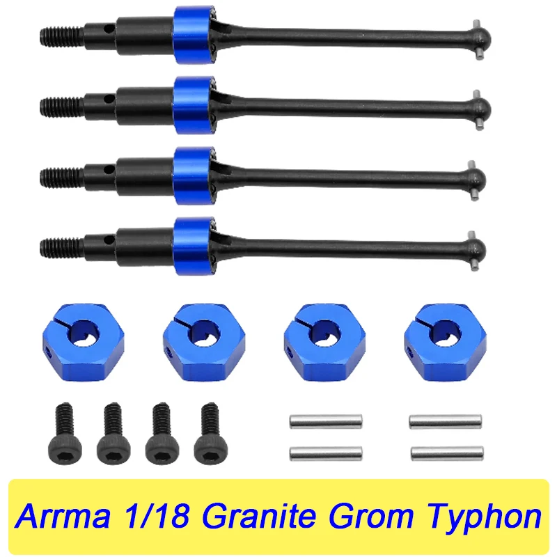 

Steel Front Rear CVD Drive Shafts for Arrma 1/18 Granite GROM Typhon GROM RC Car Upgrade Parts