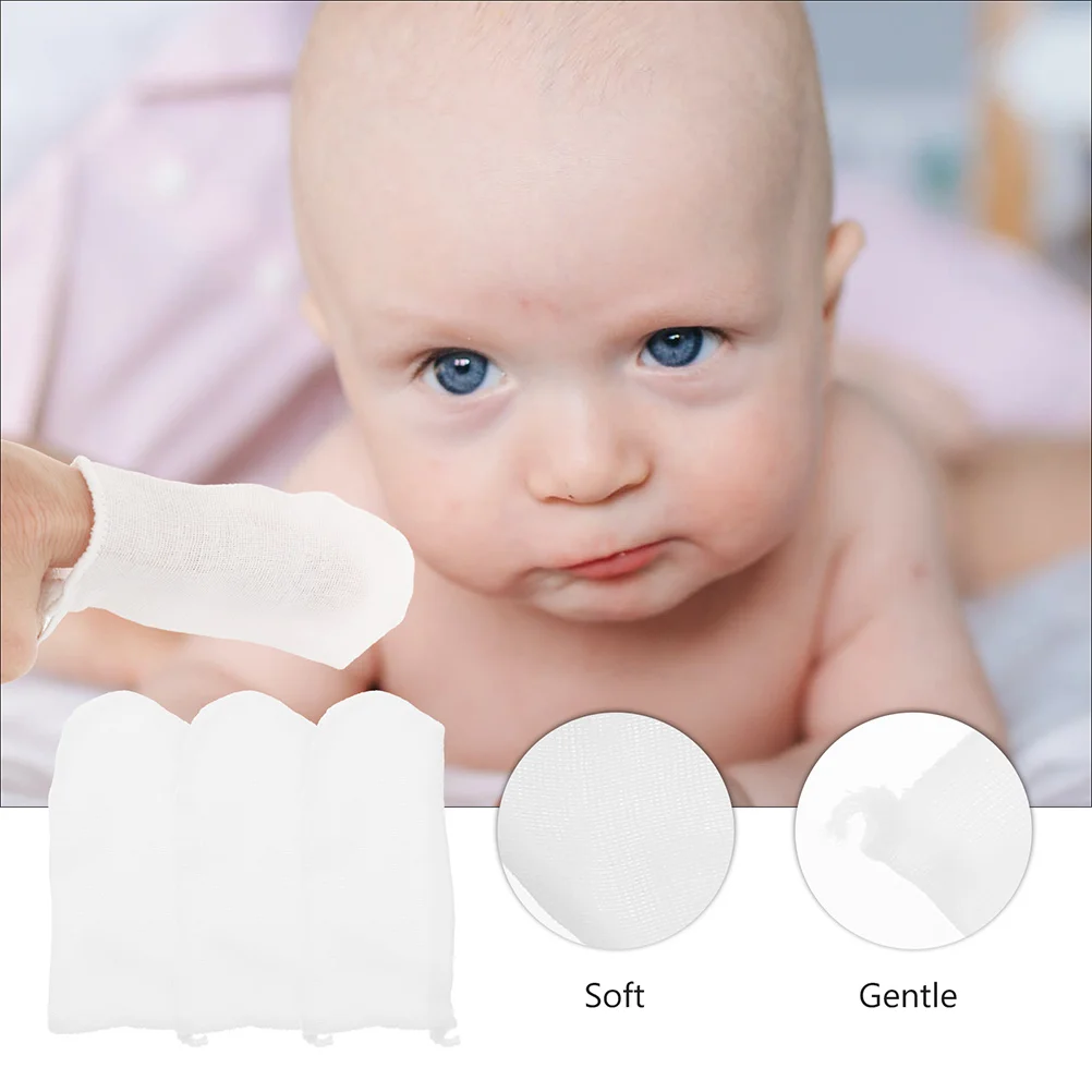 

30Pcs Finger Toothbrush Gauze Baby Oral Cleaner Disposable Tongue Teeth Gum Cleaner Baby Mouth Finger Toothbrush