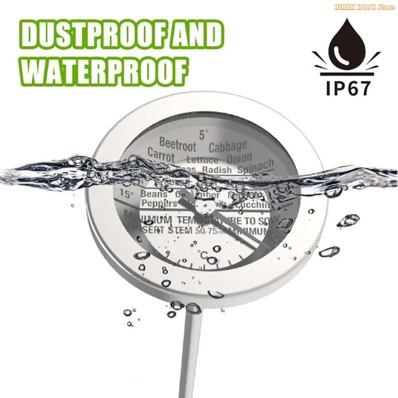 K1AE Compost Soil Tester Meter Soil Thermometers Measure Probe Temperature Monitors Plant Tool Long Probe Fast Response Meter