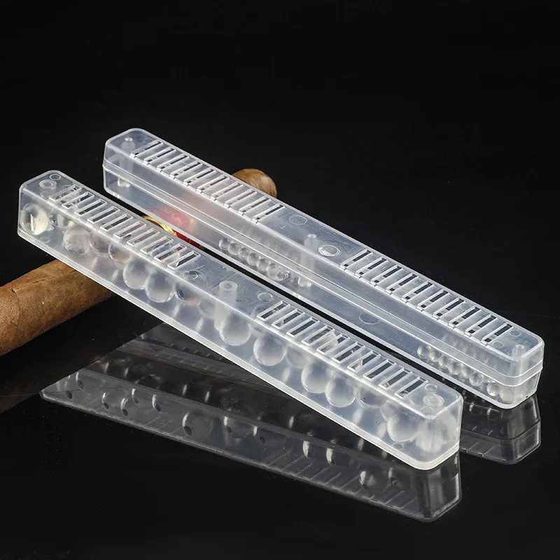 Transparent Crystal Cigar Bar Humidifier Humidor Tube Moisture Strip Travel Storage Box Smoking Accessories