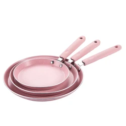 Flat Bottom Pan Pink Non-Stick Pot for Gas Stoves and Cooker Use Mini Omelettes Fried Eggs Pancake Baking Pans Multifunctional