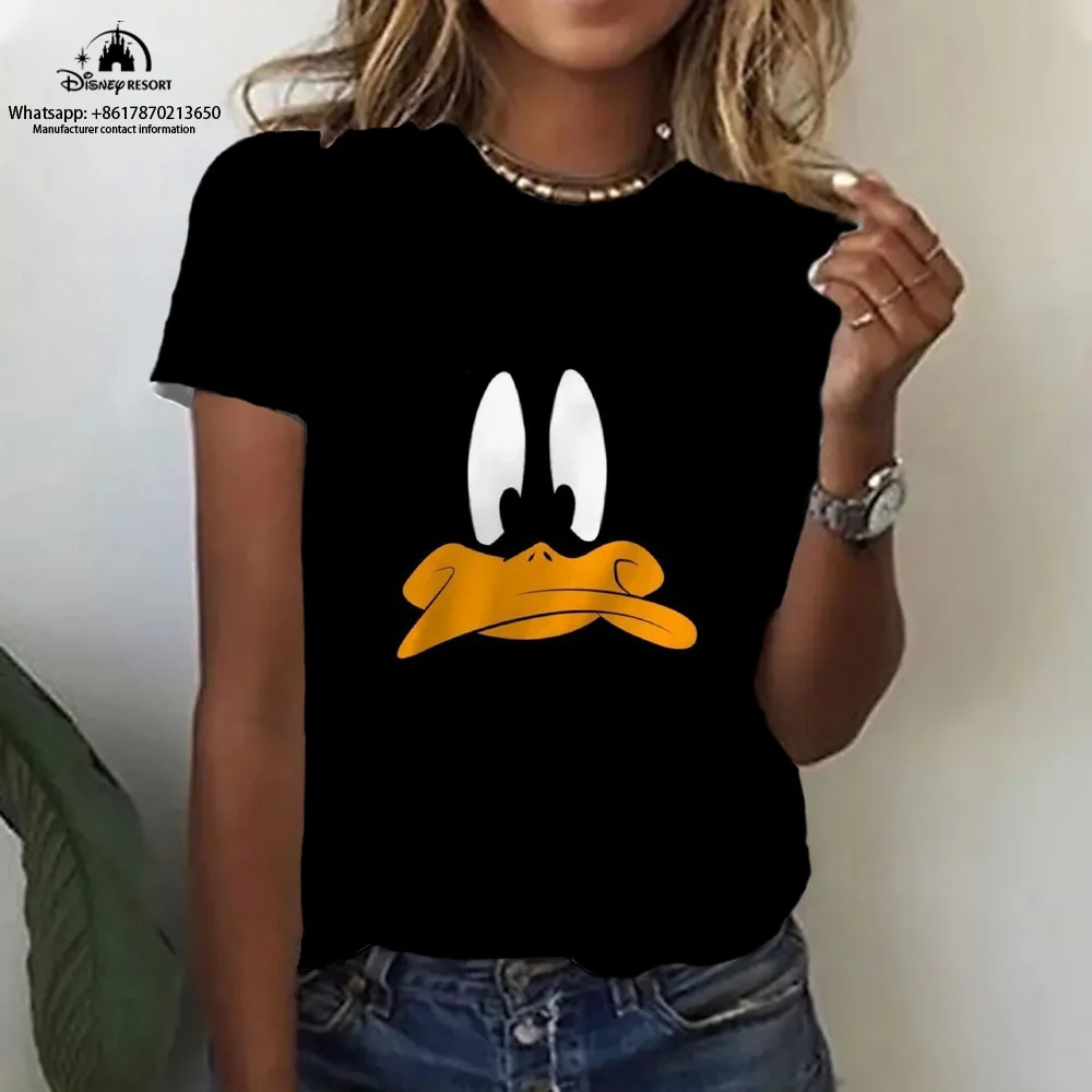 Camiseta cómoda de manga corta para mujer, camiseta de dibujos animados de Mickey y Minnie, camiseta informal de moda de verano 2024