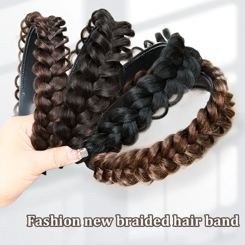 Frauen synthetische Perücke Twist geflochtene Haar bänder Mode Zöpfe Haarschmuck Frauen böhmische Natur Stirnband Stretch für Party – Detail 9