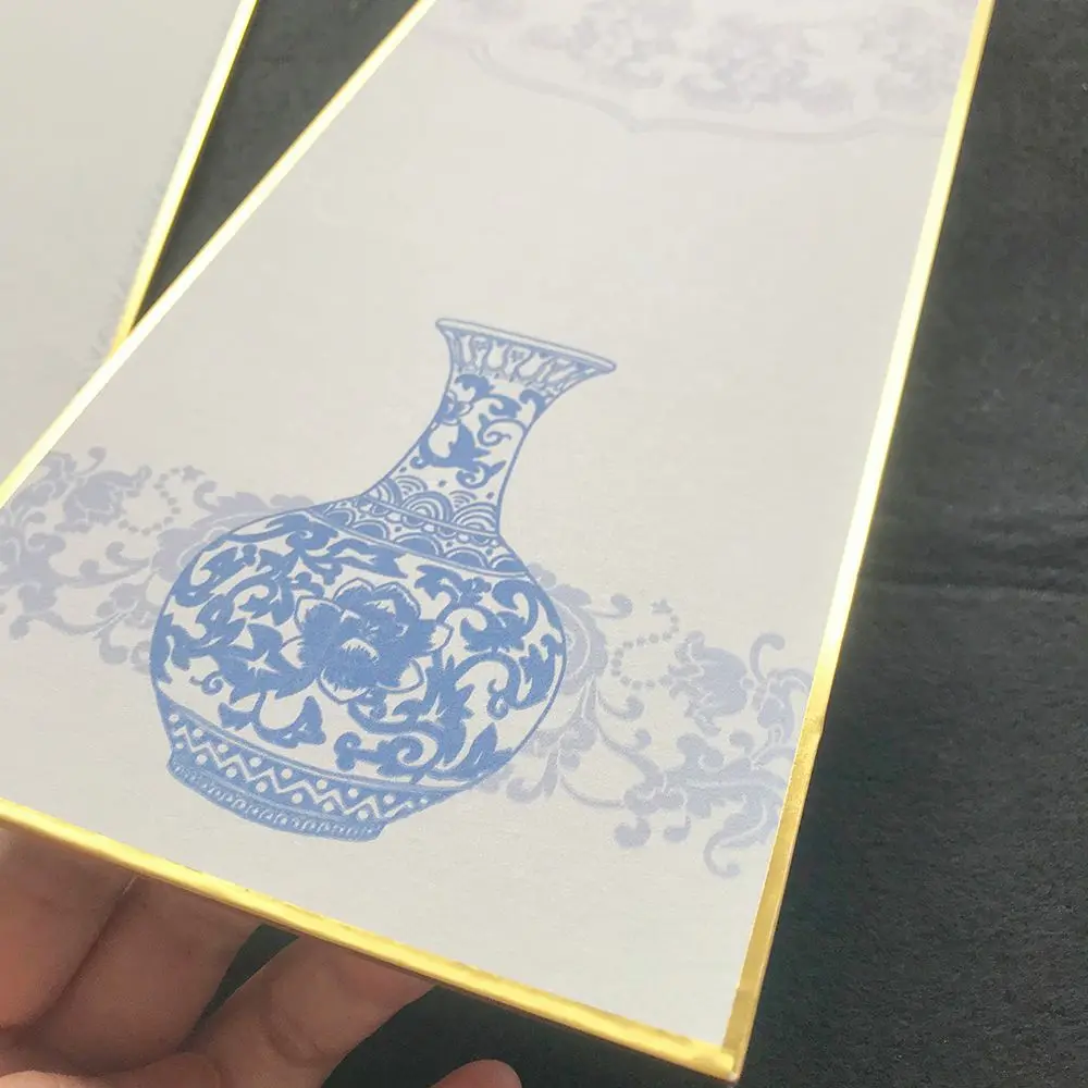 Porcellana blu e bianca stile antico bambù scivola ornamenti per calligrafia creazione di bordi in cartone di carta di riso