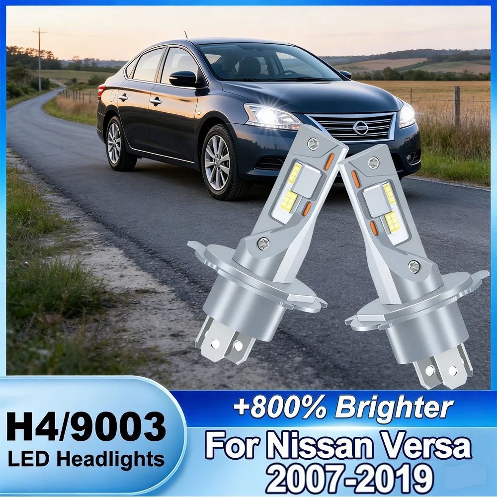 

2 шт. светодиодные фары 30000LM H4/9003, автомобильные лампы ближнего и дальнего света, Canbus, размер 1:1, аналог галогенных ламп для Nissan Versa 2007-2019