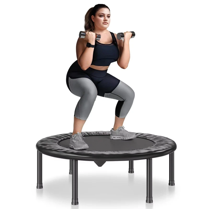 36 Foldable Mini Trampoline Fitness Backboard Hand 220 Pounds Maximum Load Stable Quiet Adult Indoor Sports Trampoline