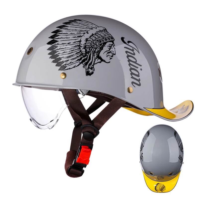 Retro Half Scooter Helmet Baseball Cap Safety for Motorbike Vintage Electric Cycling Motorcycle Classic Fashion Helmets