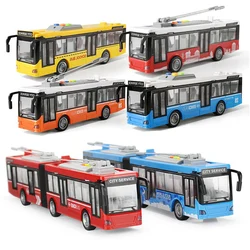 Large Inertia Bus with Sound and Light Double Layer Sightseeing Bus Two Section Subway Model Car Toys For Boys