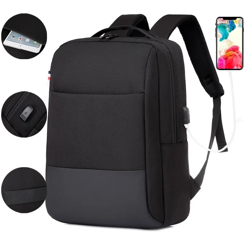 Sac à dos étanche multifonctionnel pour ordinateur portable de grande capacité pour hommes, sac à dos scolaire, affaires, loisirs, voyage, 15.6"