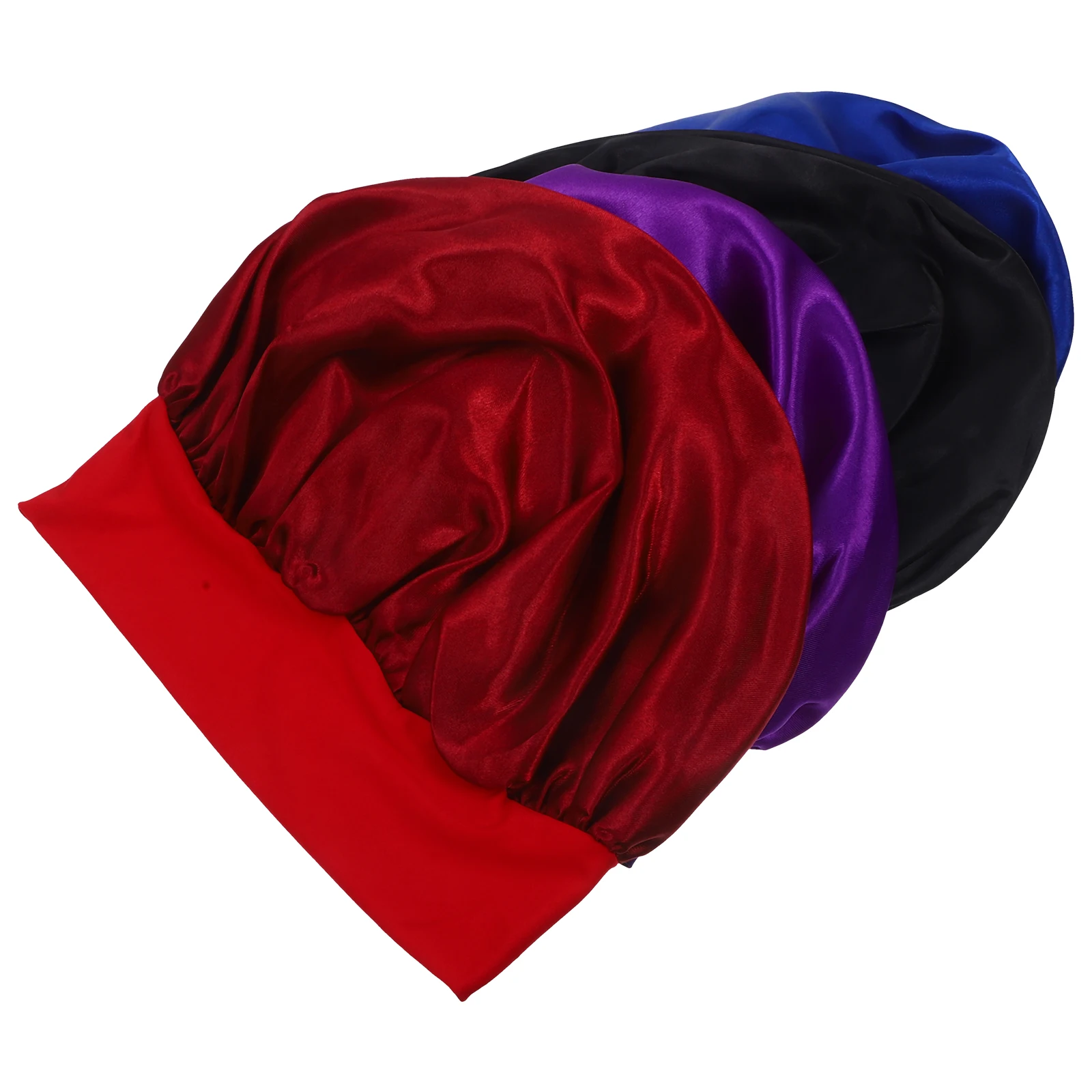 

4pcs Chemotherapy Caps Satin Bonnets for Women Sleep Hair Protector Green Pink Black Shower Bathing Cap