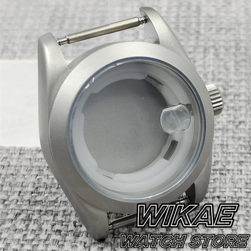 31mm Silver Sandblasting Brushed Women Watch Case Stainless Steel Round Fluted Slope Bezel Sapphire Glass For NH05 NH06 Movement