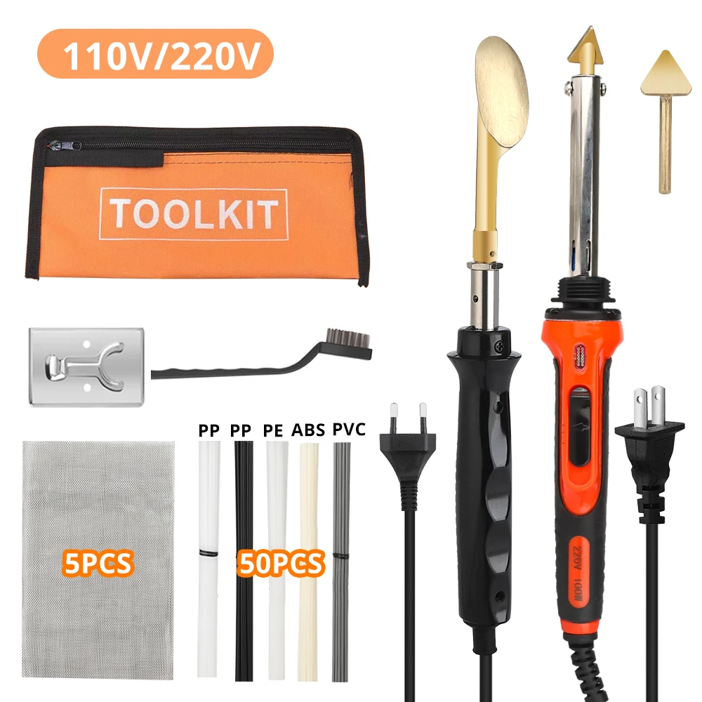 110V/220V 100W Plastic Welding Kit Temperature Control Soldering Iron Gun Automotive Bumper Repair Tool  Fast Heating For DIY