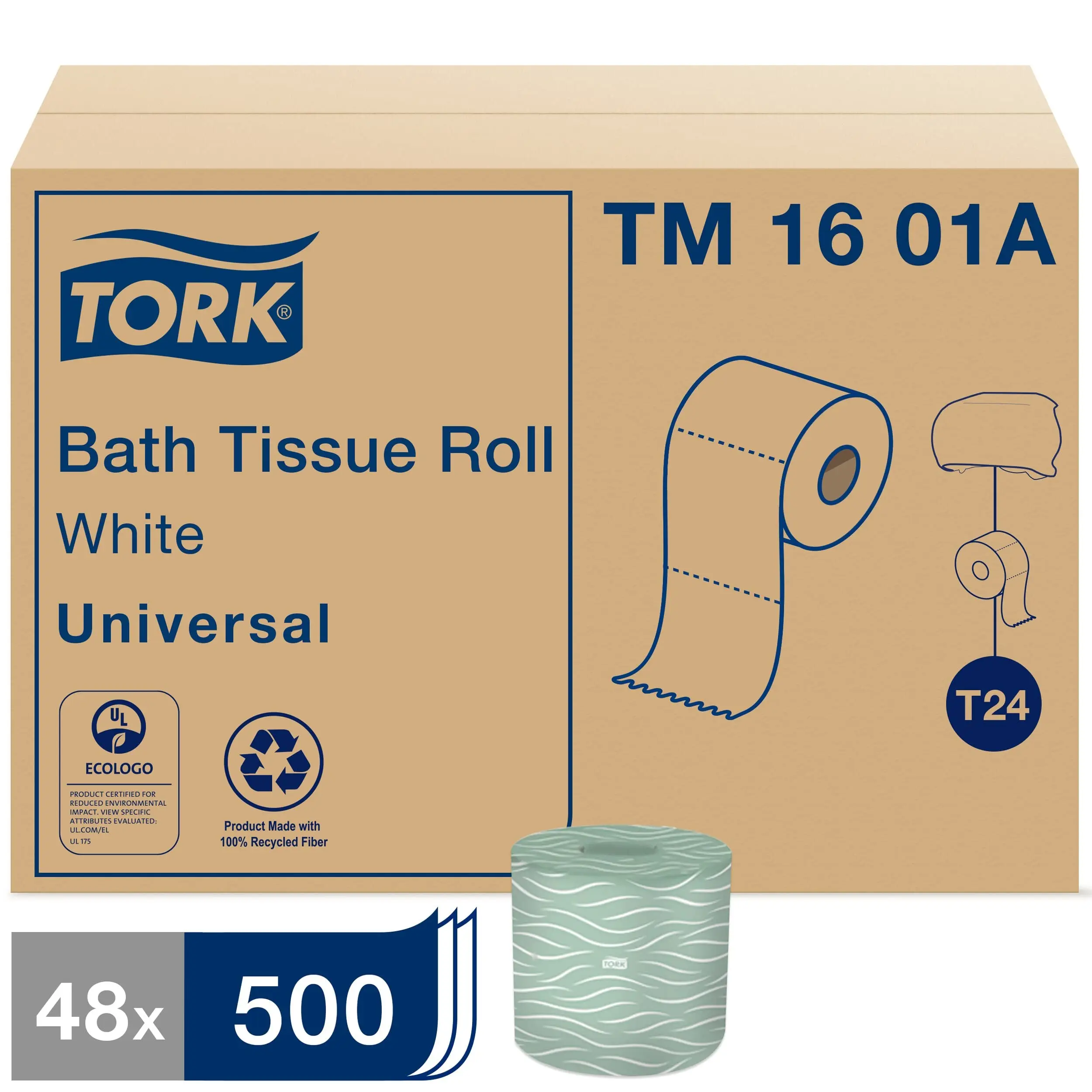 Unil Bath Tissue Roll, 2-Ply, 48 rolls, 500 sheets, 1601A, White