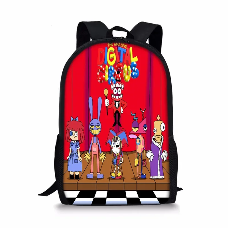 New THE AMAZING DIGITAL CIRCUS Magical Digital Circus 17-inch School Bag Student Backpack Cartoon School Bag