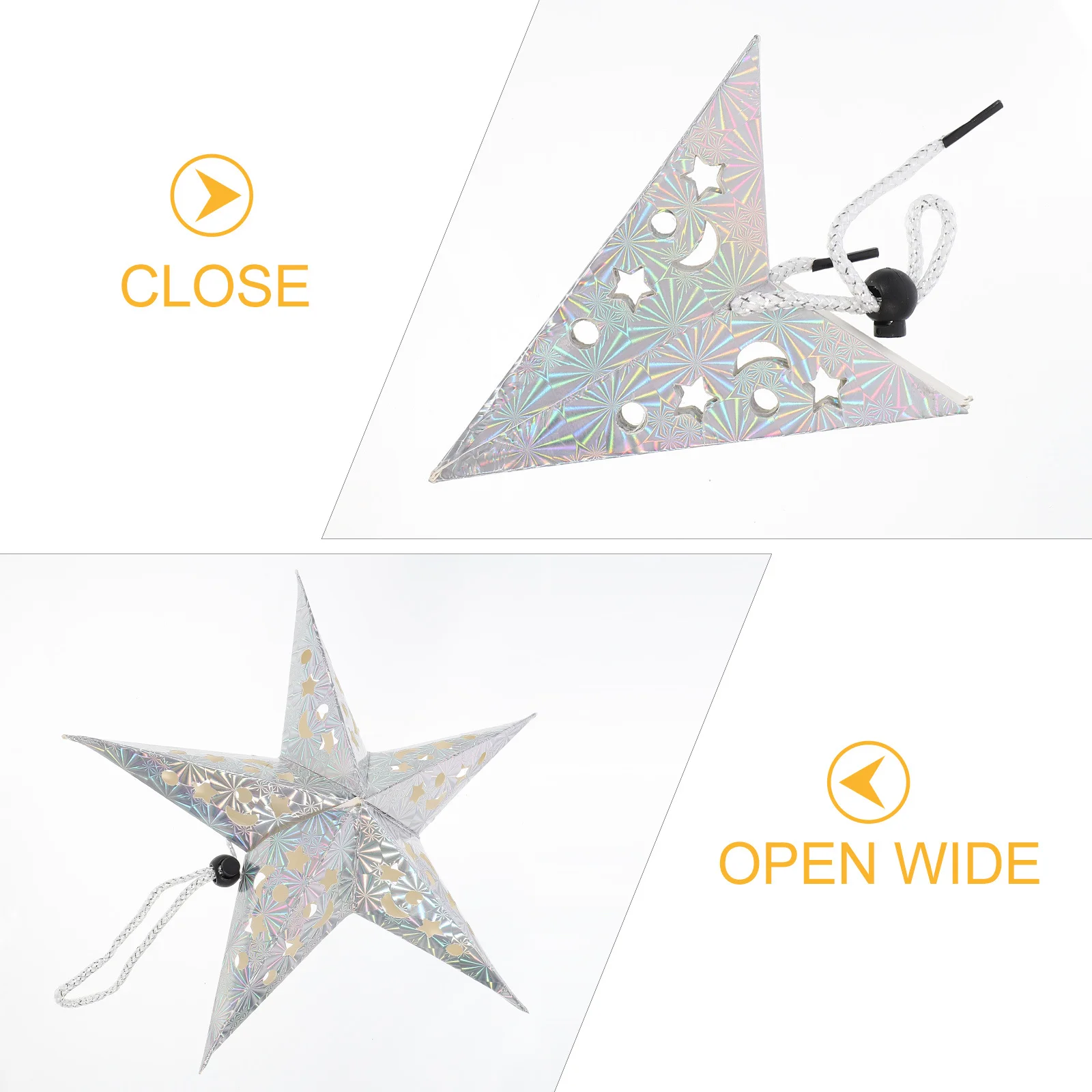 

4 Pcs Birthday Lampshade Paper Five-pointed Star Glowing Lanterns Indoor Pendant Hollow Hanging Shades