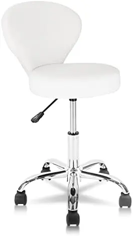Rolling Swivel Salon Stool Chair with Back Support Adjustable Hydraulic for Office Massage Facial Spa Medical Drafting