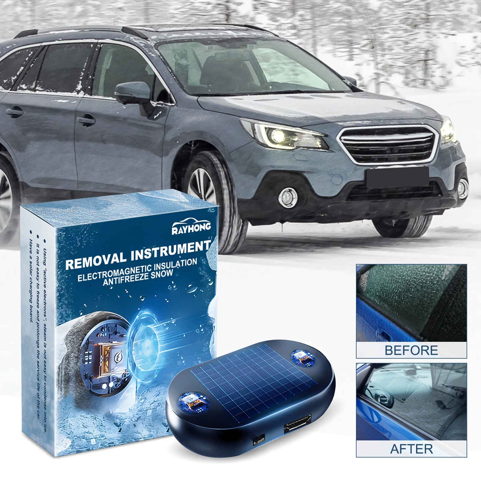 12V Portable Electromagnetic Heating Windshield & Rearview Mirror Deicer, Fast Ice Snow Melter Anti-freeze Winter Car Accessory