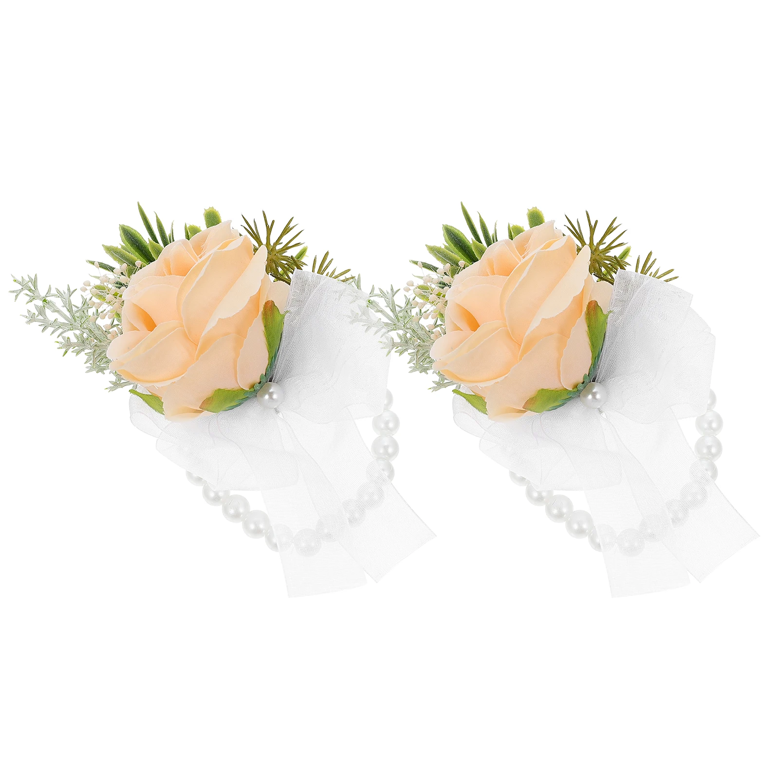 

2 Pcs Corsage Wrist Flower Bracelet Artificial Accessories Wristlet Man Bridesmaid Bracelets