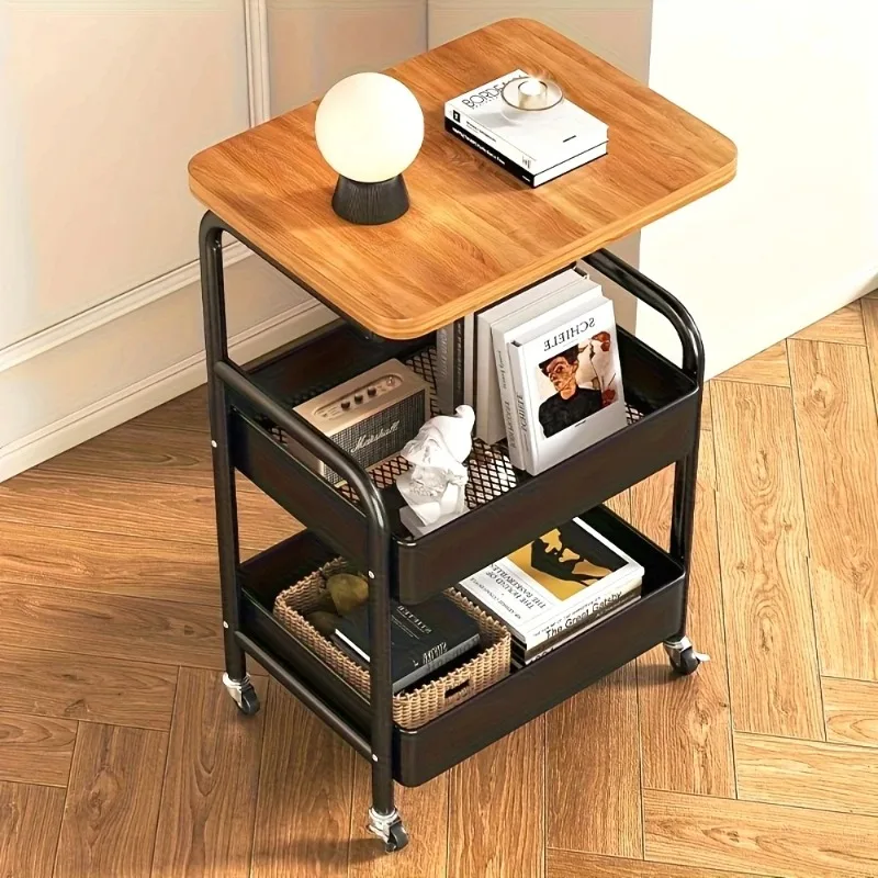 carrello-a-3-ripiani-con-piano-d'appoggio-porta-utensili-e-porta-snack-in-metallo-con-vano-portaoggetti-telaio-in-acciaio-al-carbonio-resistente-ruote-per-facile-mobilita