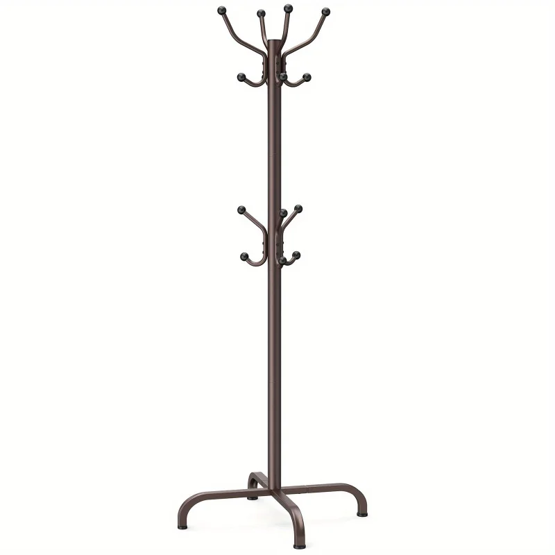 Adjustable Coat Rack，Attached 14 Hook - 4 Height Options，Solid Wardrobe Storage Solution，Used to Organize Hats and Clothes in Ho