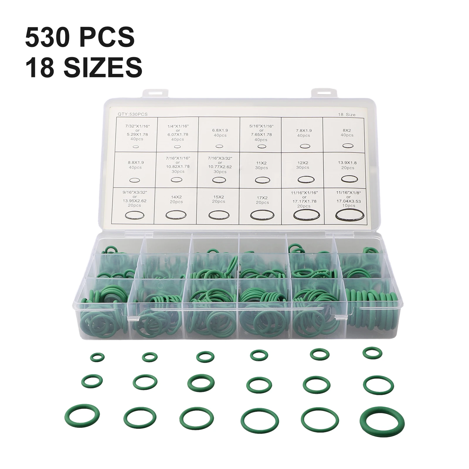 Kits O-Ring Seal 18 Sizes Rubber 530Pcs Spare Supplies Accessories Air Conditioning Air conditioning Washer Assortment