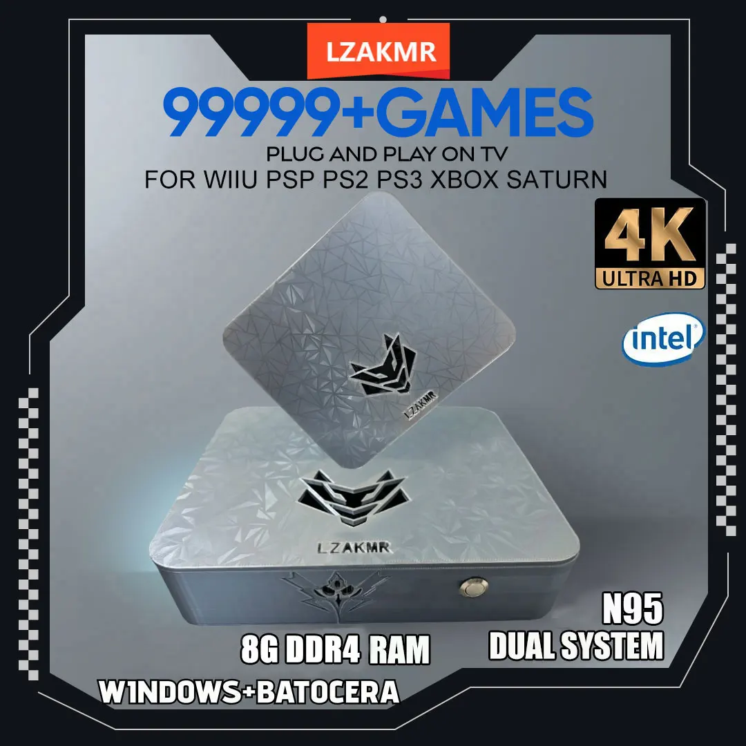 يتميز نظام LZAKMR الجديد AK1 Pro المزدوج الذي يعمل بنظام Windows 11، وتخزين سعة 2 تيرابايت، وأكثر من 99,999 ألعاب للتبديل، وPSP، وXBOX #1