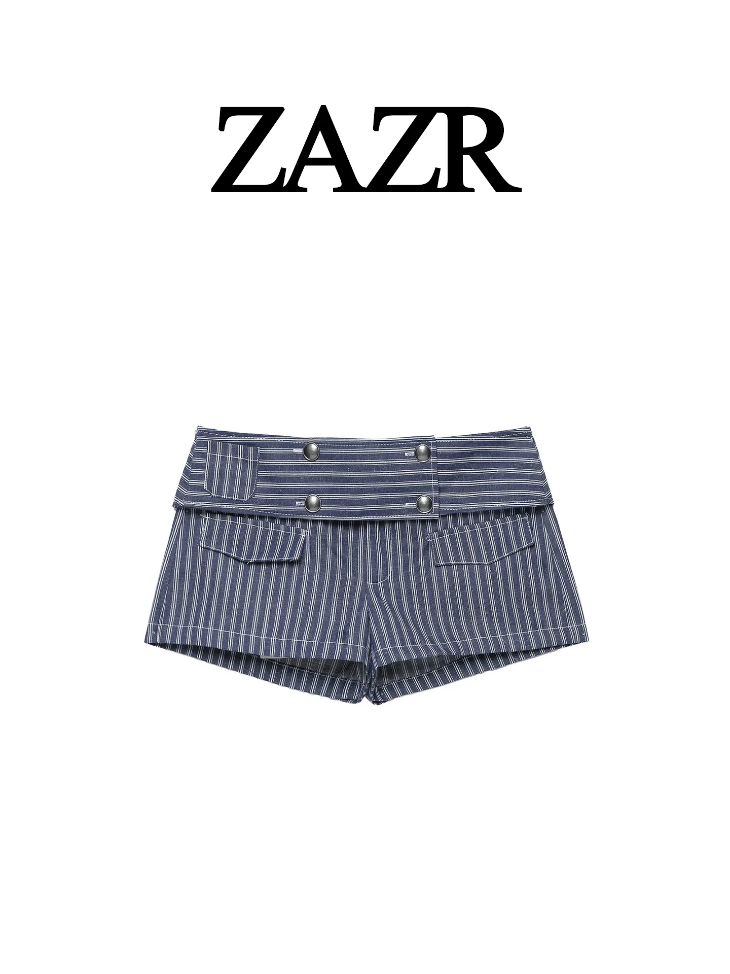 ZR Style Loose Casual Striped Button  Shorts Women's Fashion Summer Polyester Wide Leg Pants Natural Waist Shorts