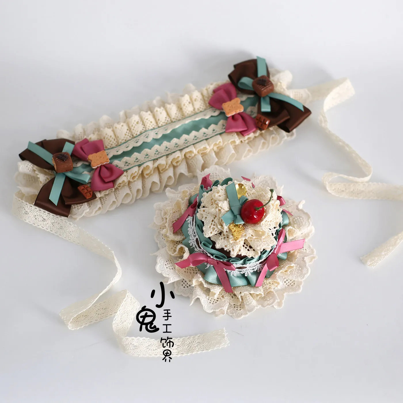 

Cute and Sweet Flat Hat Biscuits Hair Accessories for Women Lolita's Original Handmade Bow Headband Multi-color Hairpin Top Hat