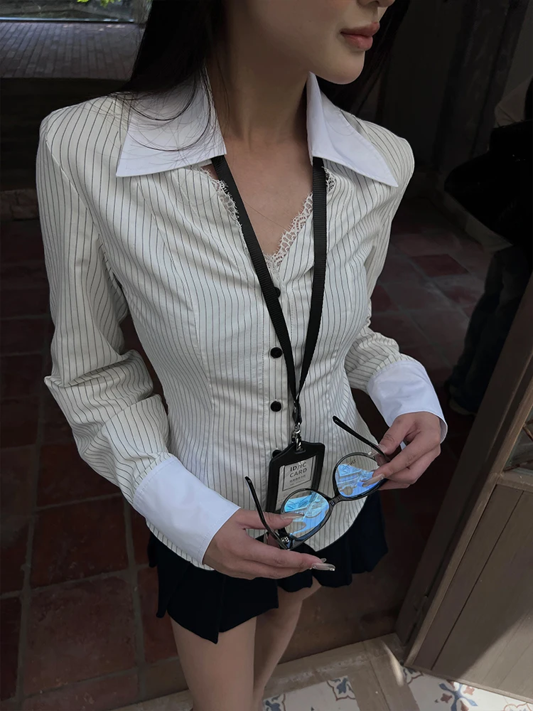 

HYTEMOLY кружевной воротник в стиле пэчворк, облегающий крой, длинный све, полосатый, с завышенной талией, подвлекательный, универсальный, женский, повседневный, irt