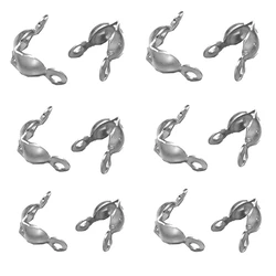 100pcs Stainless Steel Bead Tips Open Clamshell Fold-Over Knot Covers End Caps for DIY Bracelet Necklace Jewelry Making Findings